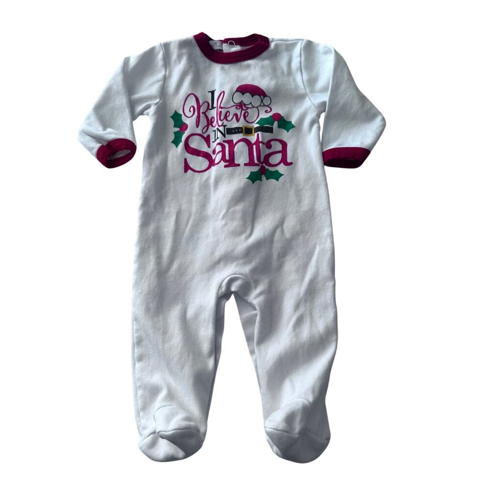 Hug Me First Santa Sleeper - 3-6 Months - Christmas zipper footie